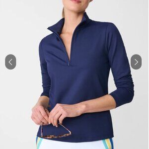 J. McLaughlin XL Navy blue Ace 1/4 zip pullover top Catalina Cloth long sleeve